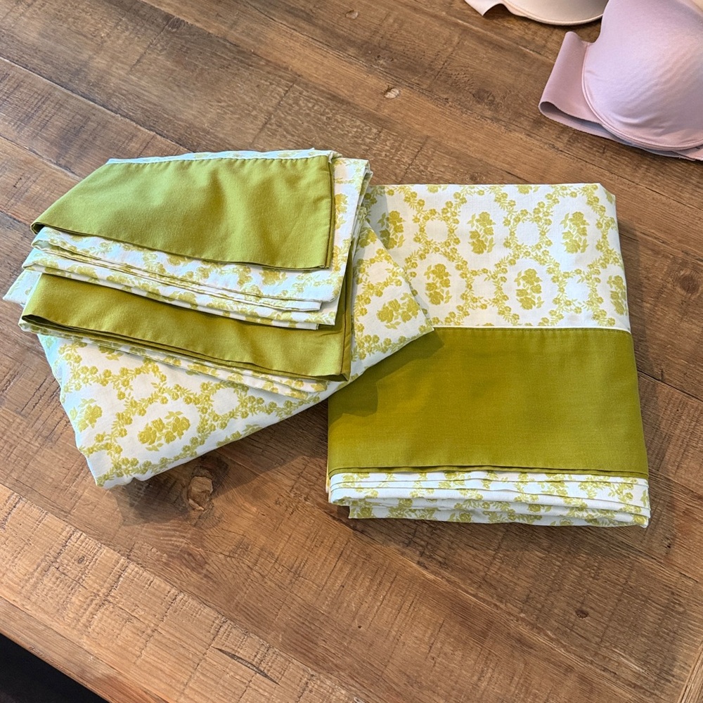 COMPLETE SET! Vintage Cannon 1970’s Sheets. Full Size. Avocado Green - Picture 4 of 12